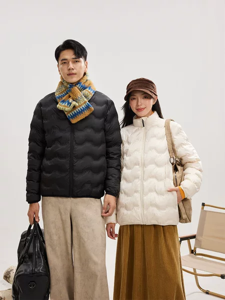 Lightweight wool blend jacket for men and women, short winter coat with a hood, checkered pattern, layered design, loose fit, versatile, and warm