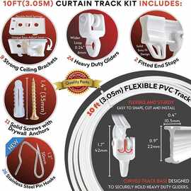 3米弯轨按图片明细， PVC轨道静音滑轨可弯曲U型塑料弧形导轨