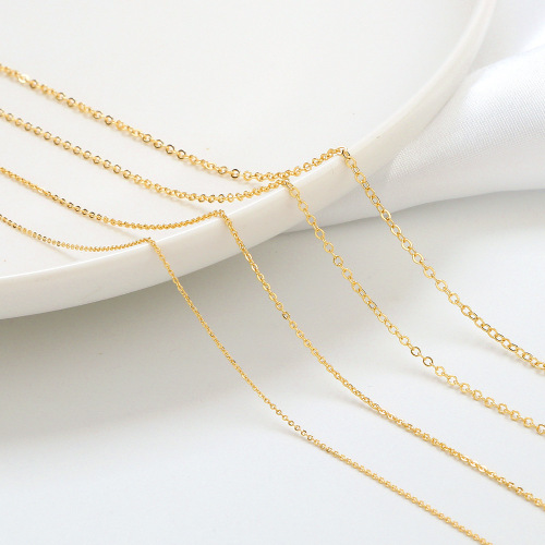 Color-preserving flat O-shaped chain copper-clad 18K real gold O-shaped chain thin chain DIY clavicle chain not easy to fade cross chain