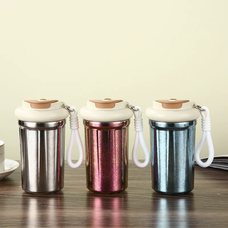 High quality handheld coffee glass, straw for students