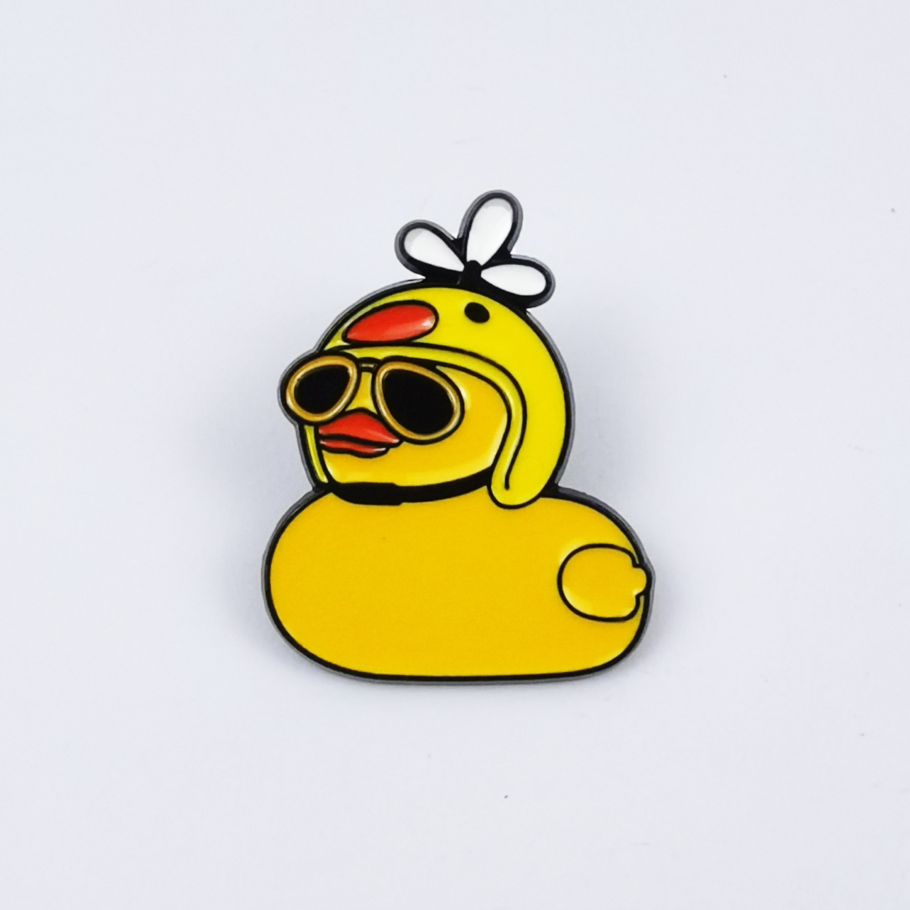 Broche con forma de pato amarillo frito fresco transfronterizo, bolso de pareja de dibujos animados lindo, accesorios fijos, pines de placa de aleación