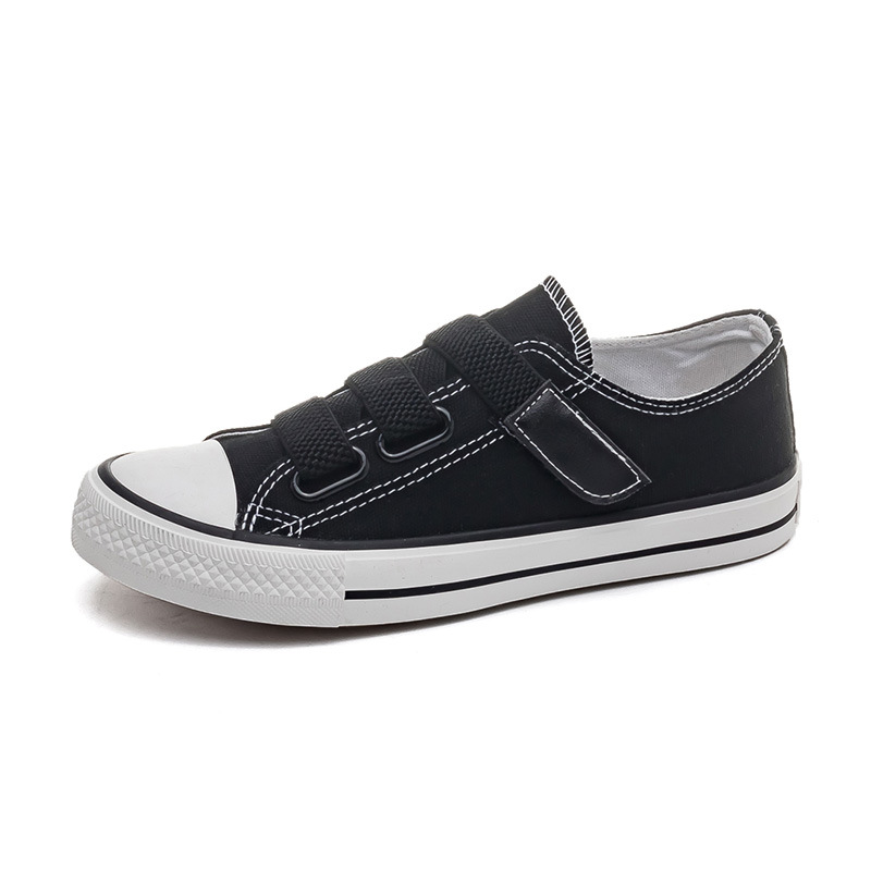 Zapatos de lona bajos de estilo coreano para mujer 2024 Primavera Nueva hebilla zapatos blancos mocasines para estudiantes zapatos de goma vulcanizada zapatos de tela