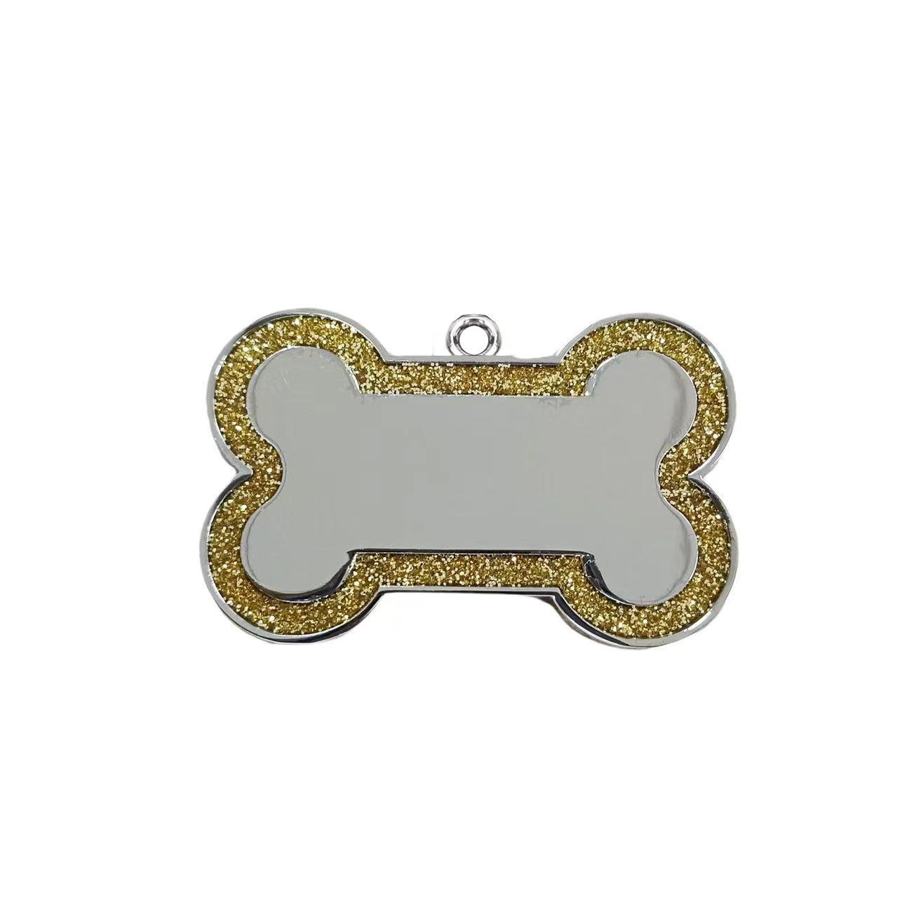 Amazon perro anti-perdida tarjeta de perro es tarjeta de identificación de hueso borde polvo brillante mascota collar de gato para perder la lista