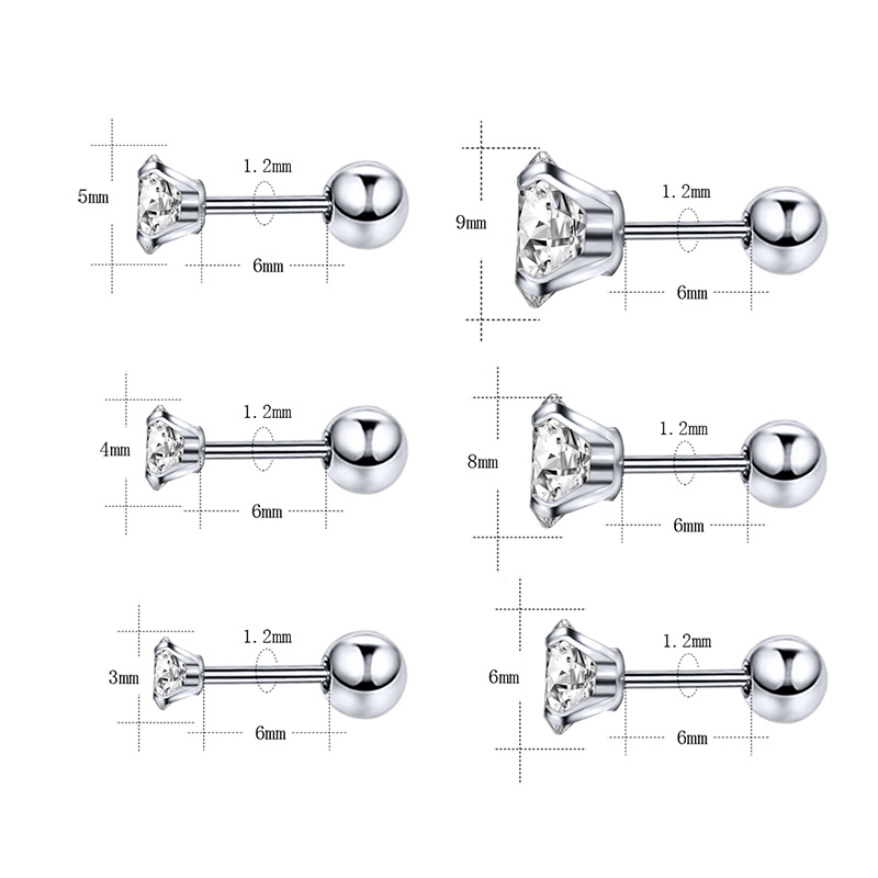 Gem Flower Rod Stud Earrings for Women - 316L Surgical Steel Screw Back Earrings Set detail image 8