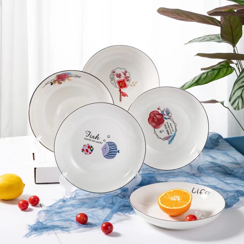 Exquisite Dish Plate Household Multi-flower Plate Ceramic Deep Dish Plate Dish High-value Creative Breakfast Dish Rice Dish Exquisite Dish Plate Household Multi-flower Plate Ceramic Deep Dish Plate Dish High-value Creative Breakfast Dish Rice Dish