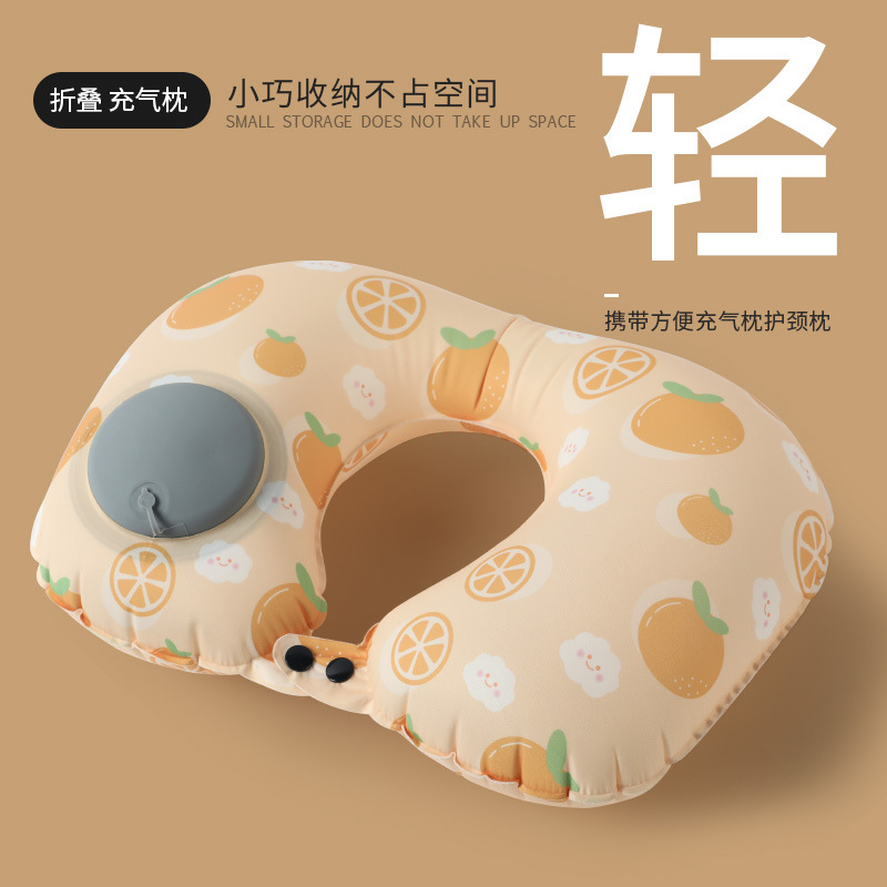 Almohada inflable, almohada para el cuello portátil de viaje, almohada en forma de U inflable, almohada para el cuello de tres tesoros de viaje, almohada para el avión