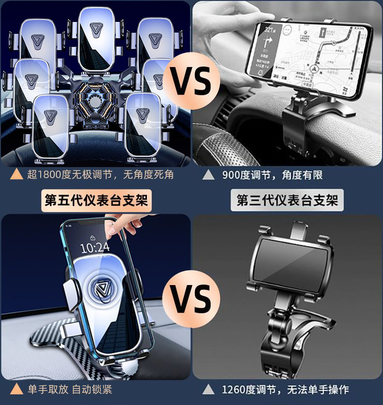 Longqi's New Upgraded Car Mobile Phone Holder Car Dashboard Crocodile Clip Navigation Car Fixed Support Bracket