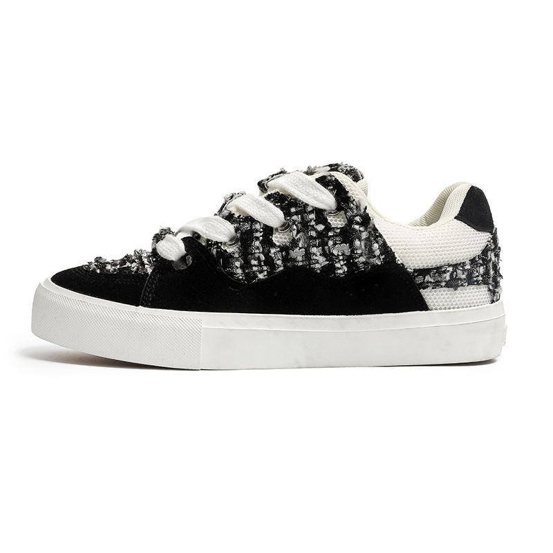 2025 primavera nuevos zapatos de pan de suela gruesa universal nicho parejas de moda universal zapatos de patineta de vello anti-camera zapatos de moda