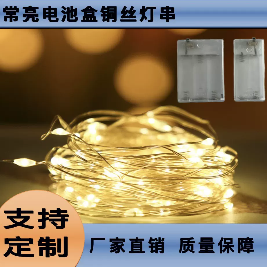 LED小灯串铜线灯常亮电池盒灯串鲜花蛋糕装饰灯氛围灯室内