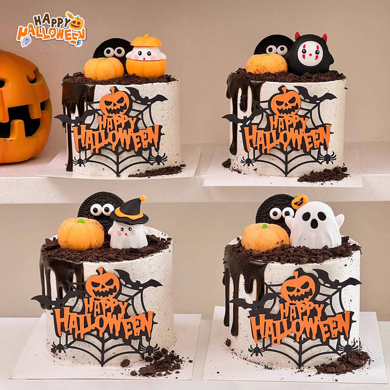 2025 Halloween Cake Decoration Soft Glue Ghost Pumpkin Marshmallow Ornaments Spider Web Happy Halloween Insert Card 2025 Halloween Cake Decoration Soft Glue Ghost Pumpkin Marshmallow Ornaments Spider Web Happy Halloween Insert Card