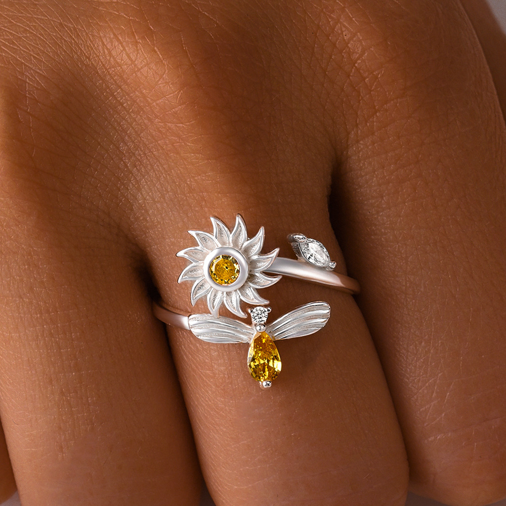 2g Weight Zircon Inlay Material Anxiety Ring, Open Rings Classification Adjustable Ring Size 1 Piece Quantity Daily Occasion 925 Sterling Silver Material Sun, Moon Pattern All Seasons Season Women's Gender Plating, Inlay Design Sweet, Shiny Style 925 Sterling Silver Zircon Sun Moon Open Rings Anxiety Ring 925 Sterling Silver Rings 32