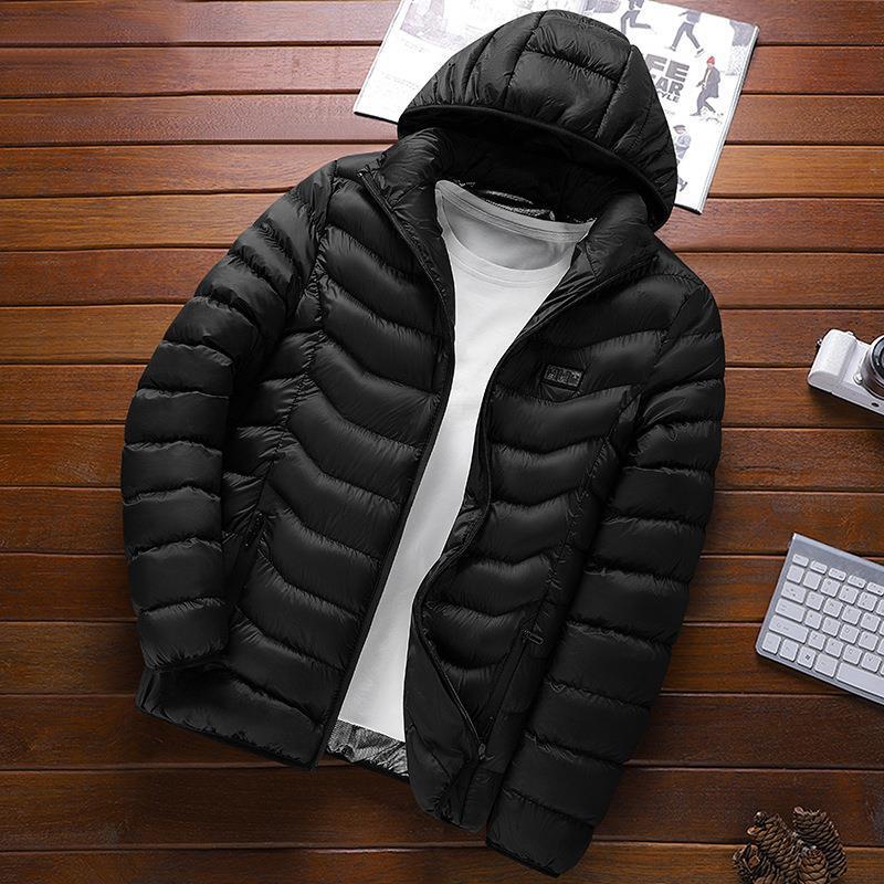District 15 heating cotton-padded clothes three-control constant temperature intelligent heating cotton-padded clothes cross-border exclusive hooded solid color casual warm clothes