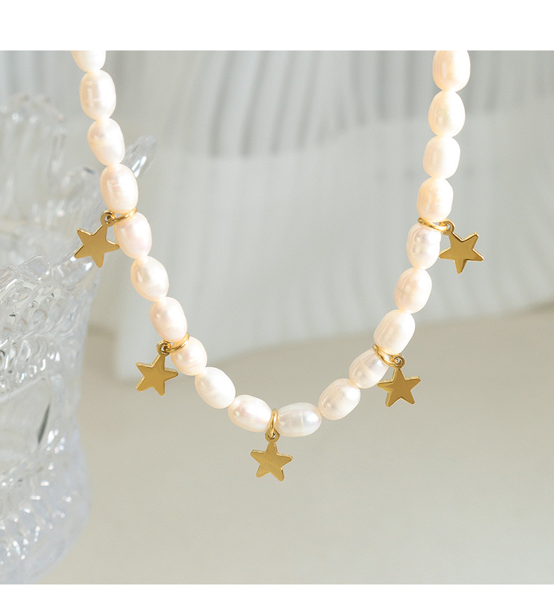 Baroque Style Star Titanium Steel Necklace Beaded Stainless Steel Necklaces