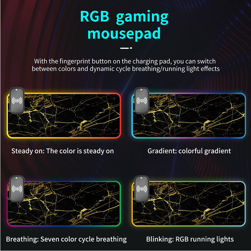 RGB Large Mousepad LED Backlit Black Rubber Gaming Play Mats