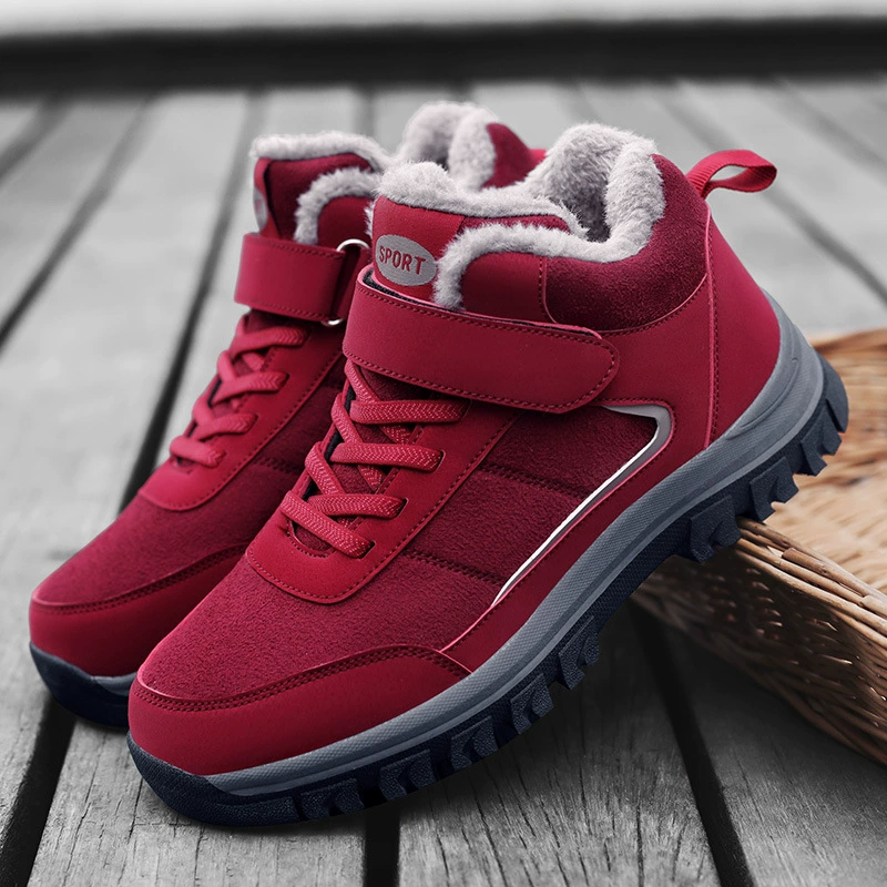 Прогулочная обувь для среднего и пожилого возраста, зимняя утепленная теплая обувь на флисовой подкладке, повседневные уличные кроссовки для родителей, обувь для мам, женская