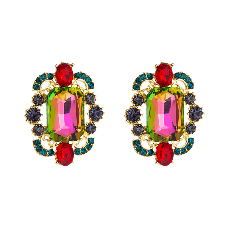 Wholesale Hollow Alloy Inlaid Glass Rhinestone Earrings display picture 8