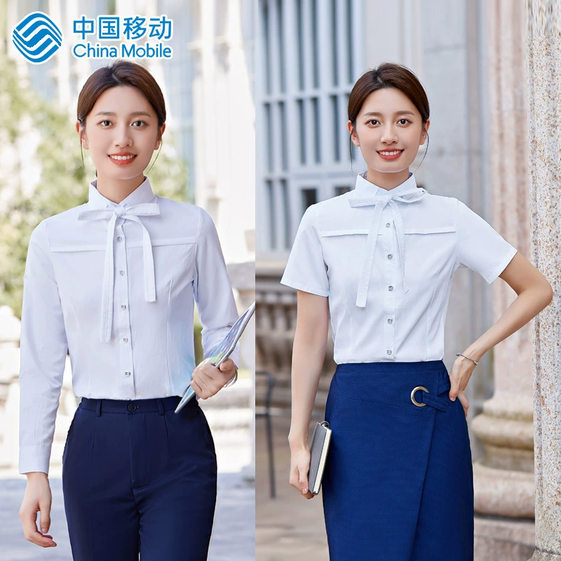 Весенне-летняя рубашка для мобильного бизнес-зала с короткими рукавами, хлопковая профессиональная белая рубашка, рабочая одежда, Женская Мобильная рабочая одежда, новая форма