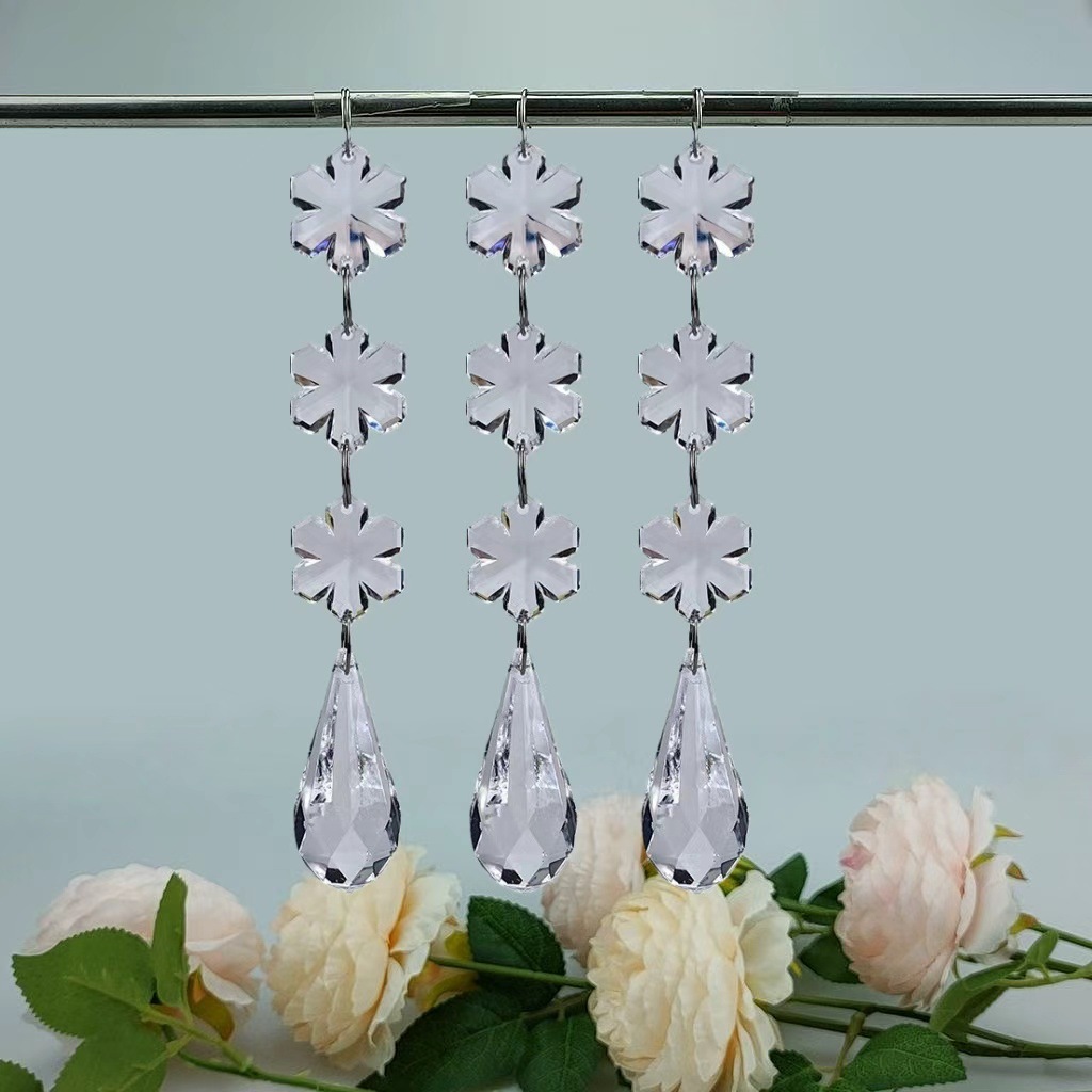 跨境透明六角雪花圣诞树串珠挂饰水晶灯饰配件亚克力婚庆路引挂件