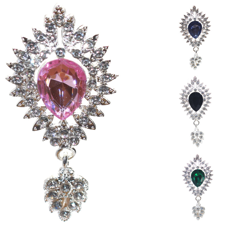 Nueva gota de agua colgante accesorios la joyería aleación puntiaguda gema inferior rhinestone plana material Decoración Ropa al por mayor