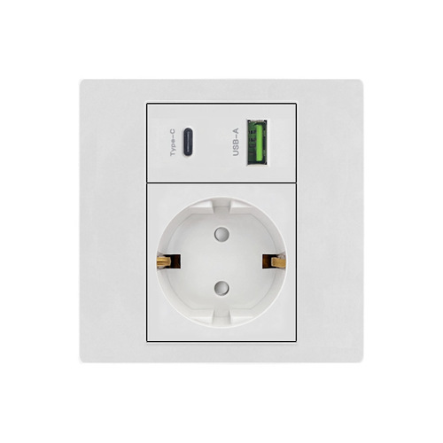 Type 86 European standard switch socket panel dual USB+type C European standard 2-hole TV telephone computer plug concealed installation