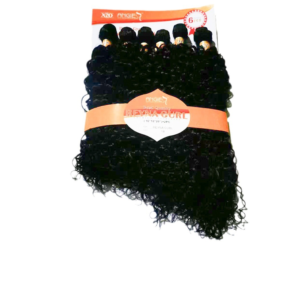 XUYANGXiu cortina de cabello de fibra química cabello rizado seda de alta temperatura conjunto de 6 piezas sintético Amazon stock spot transfronterizo