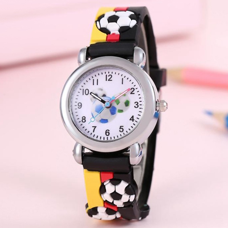 Hot Sale Casual Children Watch Patch Football Pattern Student Cartoon Drop Glue Watch Boys Girls Quartz Watch