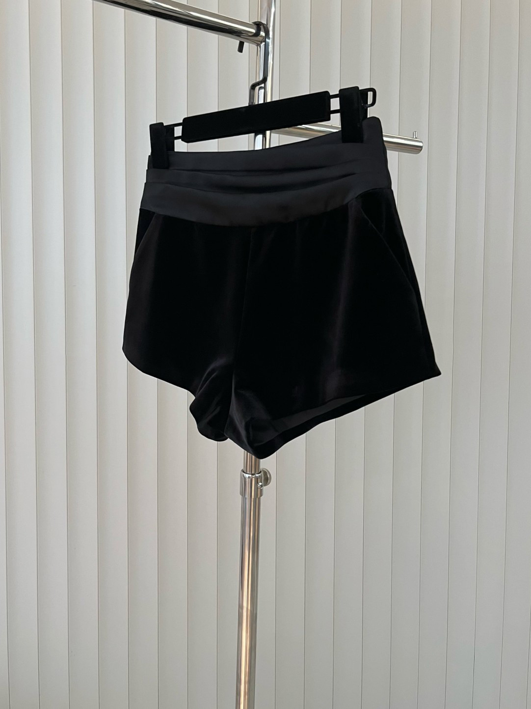 Shorts Casuales de Terciopelo de Talle Alto, Elástico, Empalmado, para Otoño e Invierno