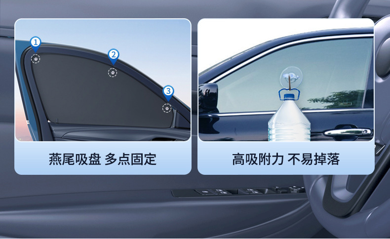 Car Sunshade Curtain, Car-Mounted Privacy Sun Protection and Heat Insulation Magnetic Suction Curtain Fabric for Car Interior Side Windows