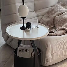 沙发边几移动小圆茶几卧室马鞍皮床头柜子阳台设计师手拎收纳角几
