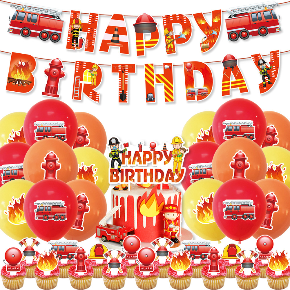 Fire truck theme children's birthday par...