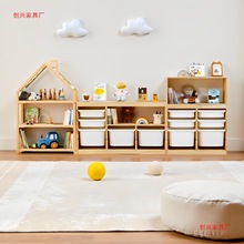 玩具收纳架置物柜储物柜幼儿书架宝宝绘本架儿童玩具收纳柜实木