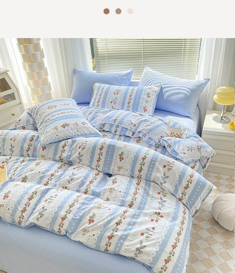 Ensemble de lit et drap-housse quatre pièces avec broderie de fil Double couche, lavage Instagram, nouveauté 2024_voghion.com