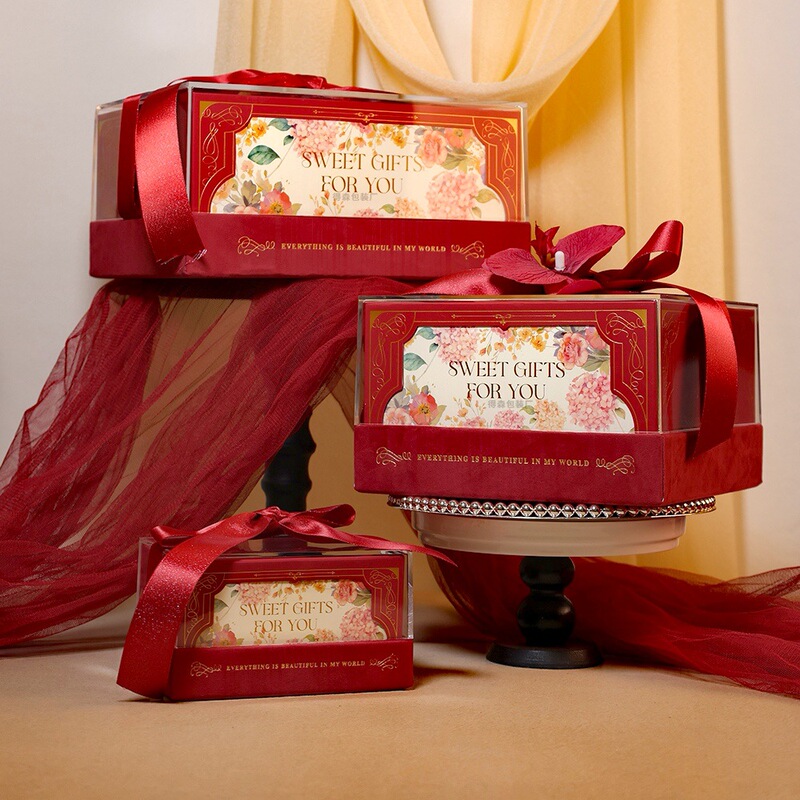Acrylic Velvet Souvenir Gift Box for Sam's Wedding Bridesmaid Return Gift, Niche High-End Guest Gift, Modern Simple Red