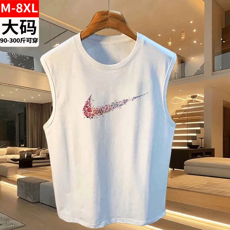 Plus-Size Sleeveless Men's Summer Oversized Cotton Basketball Shirt for Big and Tall Men