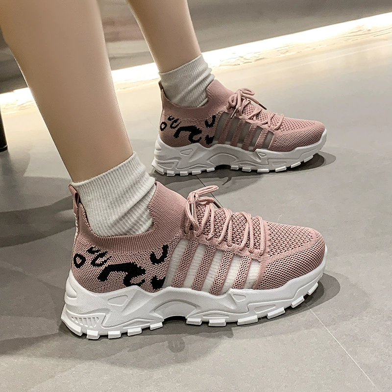 Размер 36-41 вязаные женские туфли на шнуровке 2025 весна-осень модные новые дышащие спортивные повседневные кроссовки в стиле dad shoes корейский стиль для женщин