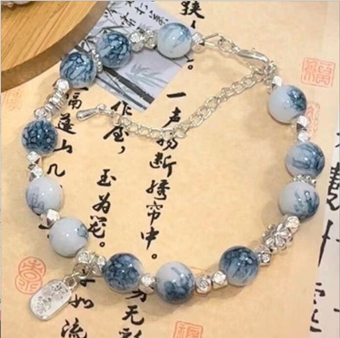 【100条盒装批发】夜市庙会展会摆摊手串琉璃玻璃手饰新中式爆款|undefined