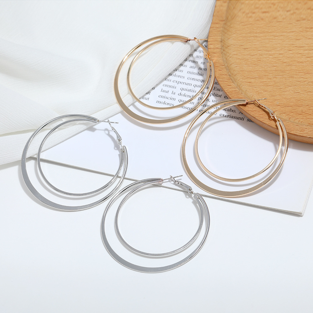 Simple Fashion Double-layer Circle Alloy Earrings display picture 5