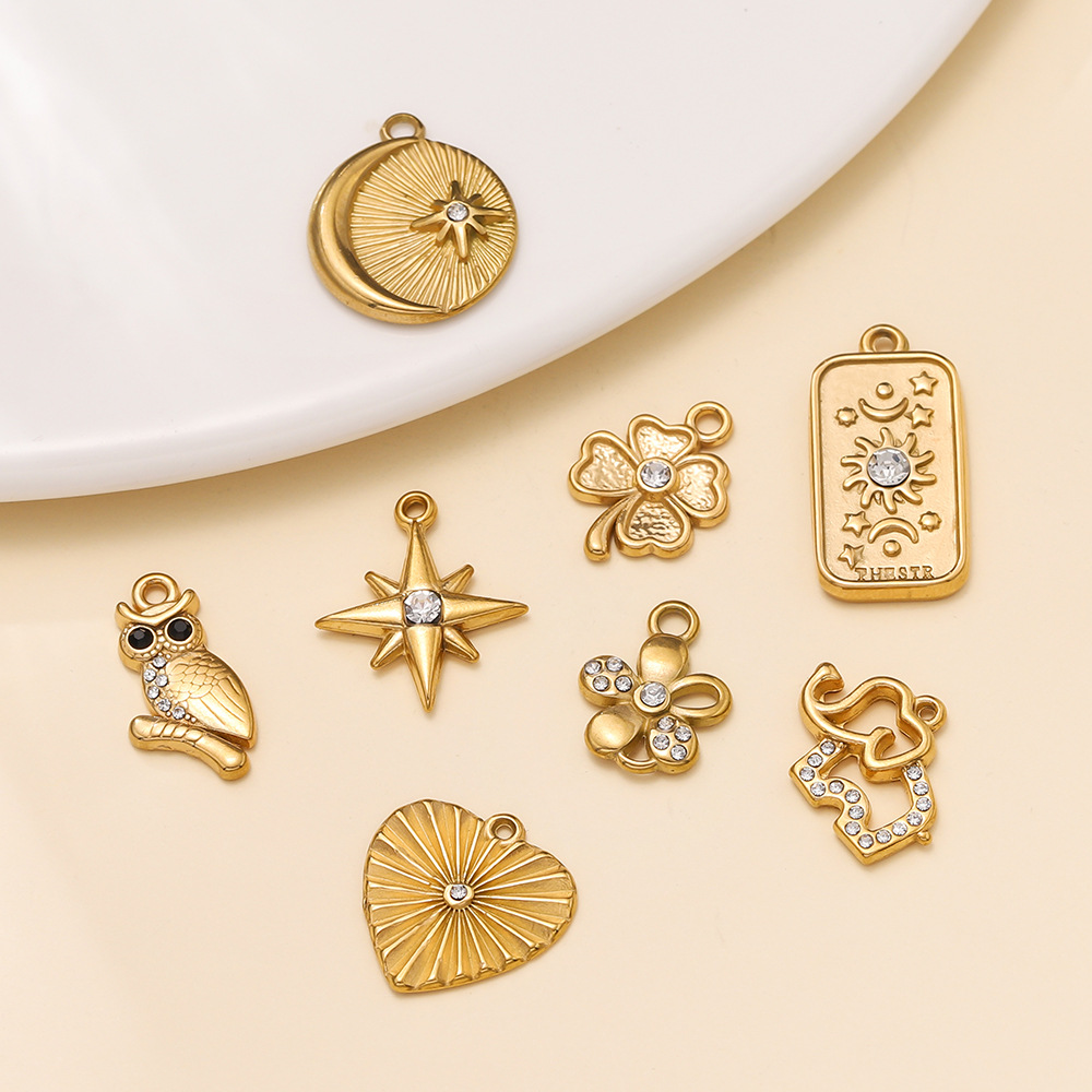 6g Weight Pendant Jewelry Making Type DIY Ornament Accessories Classification 2 PCS/Package Quantity 304 Stainless Steel Material Star, Heart Shape Pattern All Seasons Season Classic Style Style 2 PCS/Package 304 Stainless Steel Star Heart Shape Pendant DIY Ornament Accessories 2