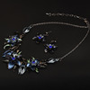 Blue three dimensional necklace and earrings, set, accessories, suitable for import, new collection, European style, flowered