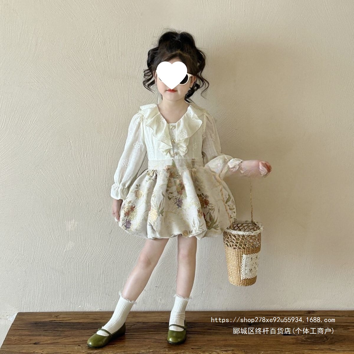 女童春季连衣裙碎花提花灯笼裙2026新款女宝宝宫廷风花苞裙公主裙