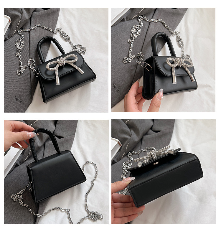 Ins niche French textured bag female 2024 new bow small square bag stylish shoulder messenger bag_voghion.com