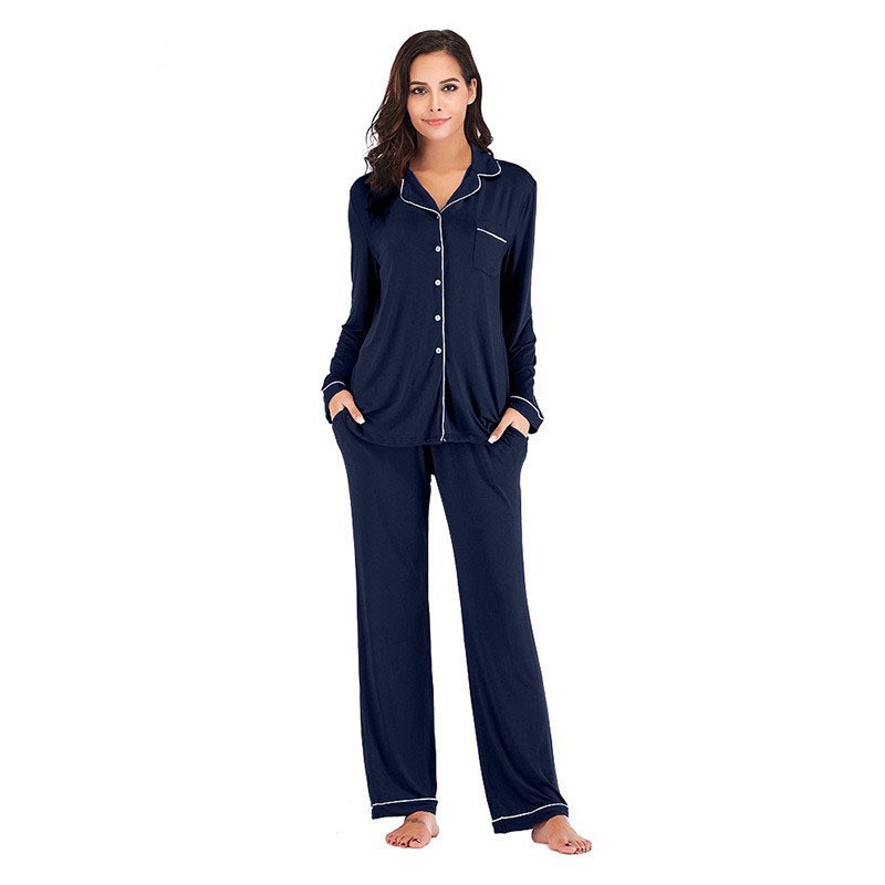 Pijama de Manga Larga para Mujer Set de 2 piezas de poliéster, transpirable, elástico, cálido, para casa y hotel