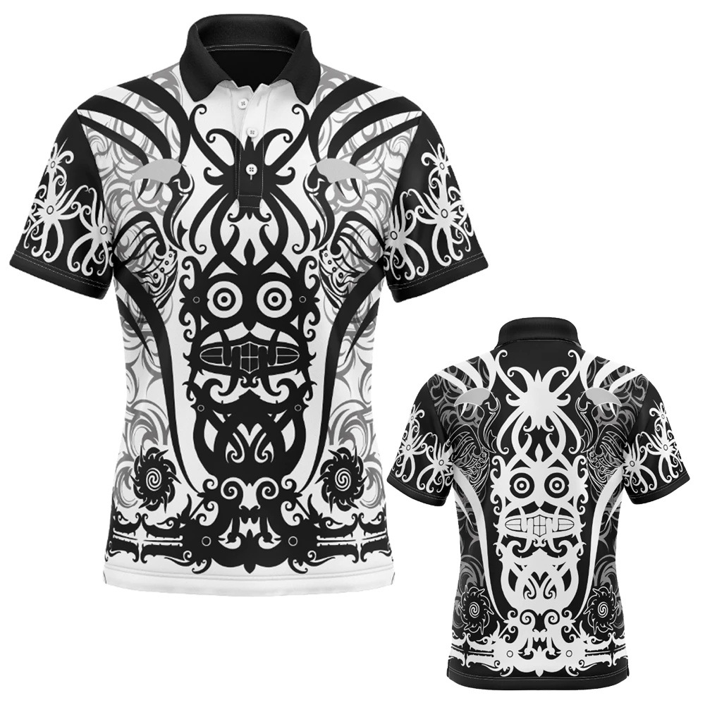 Camisa de polo transpirable de malla suelta de verano para hombre con estampado 3D con estampado retro clásico, camisa POLO con botones de manga corta