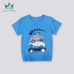 Children's Short Sleeve T-Shirt Children's Clothing 2024 Summer New Boys' Round Neck Cotton Top Baby Blue T-Shirt Wholesale