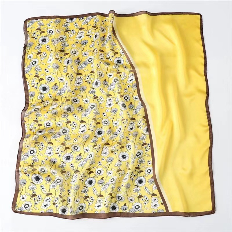Moda universal 70cm toallas cuadradas francesas margaritas flores de seda simulación bufandas de seda bufandas de azafata accesorios uniformes