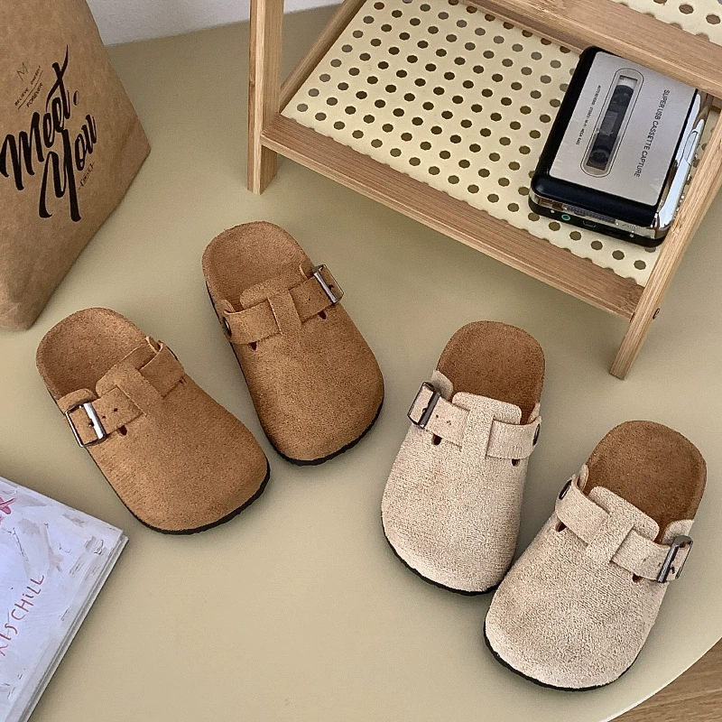 Детские босоножки Birkenstock для мальчиков и девочек в летний период, новая стильная удобная и модная обувь без шнурков, нескользящая обувь с носком, для детей среднего возраста