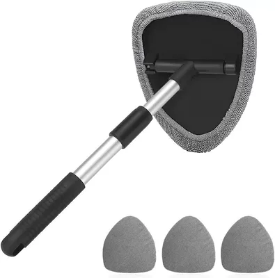 Microfiber Pad Cross-Border, Car cleaning tools - pentagonal-telescopic-pole-4-gray-cloth-covers
