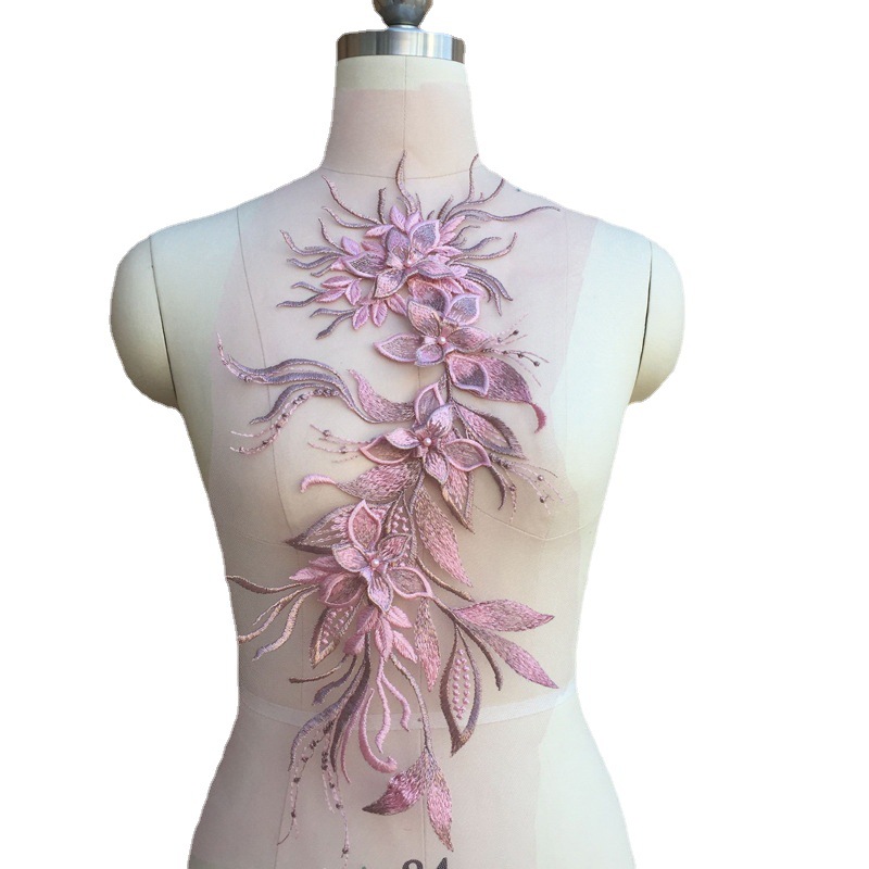 10色可选大尺寸蕾丝贴花辅料礼服用立体花朵批发婚纱礼服花贴