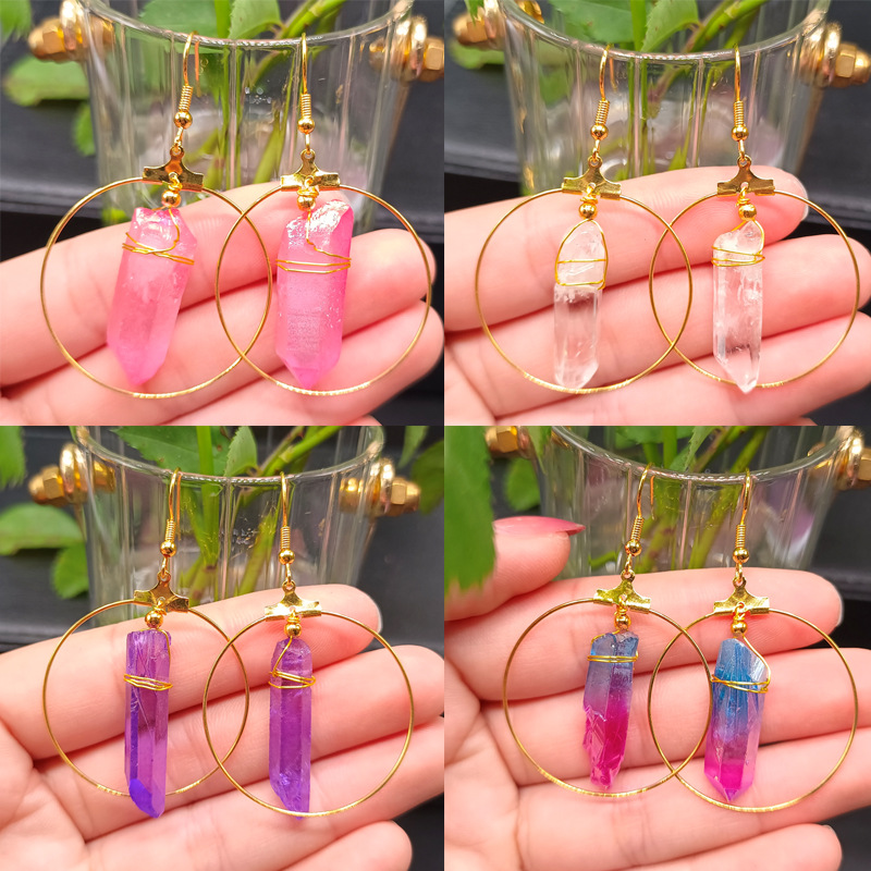 Fashion Circle Crystal Patchwork Chandelier Earrings 1 Pair