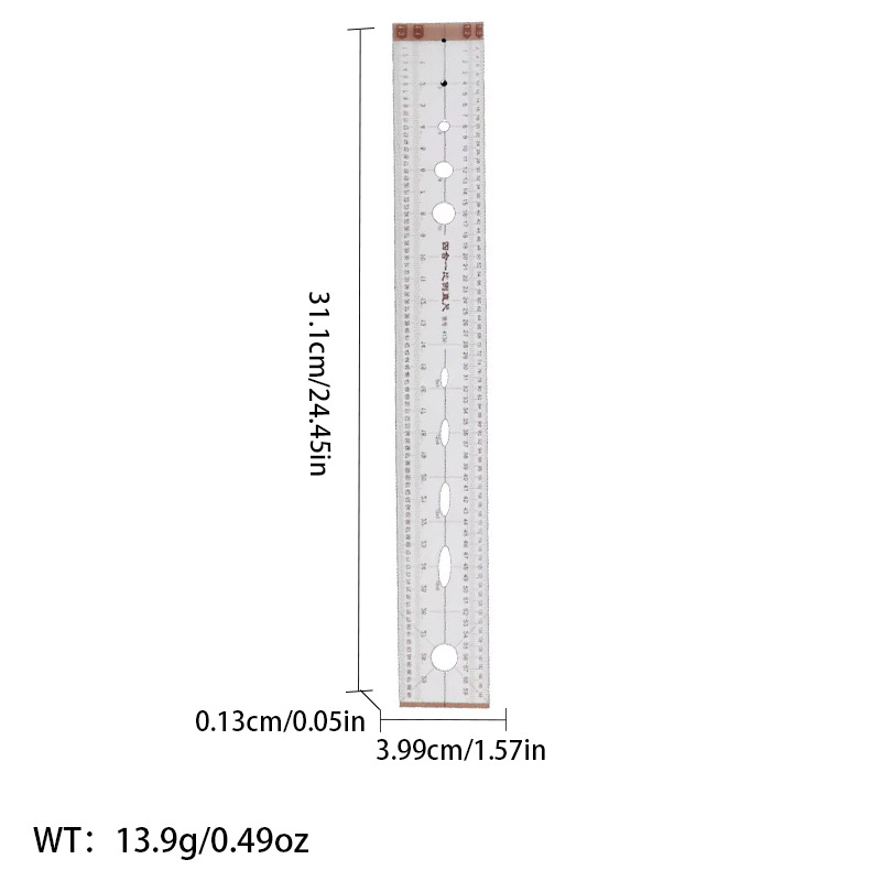 Regla de curva directa de fábrica Botón regla de arco regla de ropa regla de corte traje de regla de jaula de manga regla de tamaño colección
